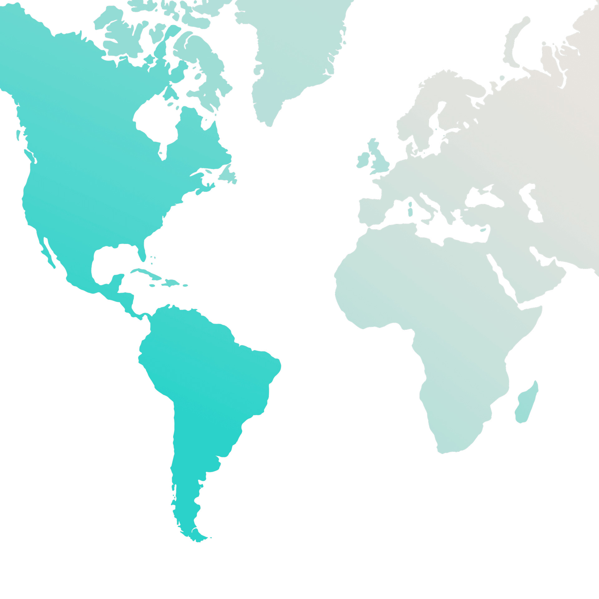 Mapa mundial, destacando Latinoamérica. Símbolo de la presencia de la empresa a nivel regional.